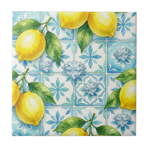 Seamless Pattern Lemons and Diamonds Tile