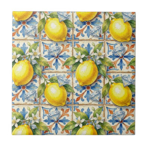 Seamless Pattern Lemons and Diamonds Tile