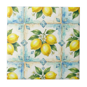 Seamless Pattern Lemons and Diamonds Tile