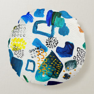 Seamless pattern made by hand drawn paint strokes. round pillow