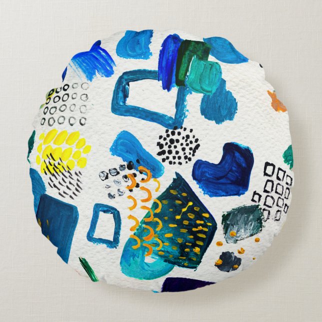 Seamless pattern made by hand drawn paint strokes. round pillow (Front)