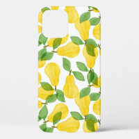 Seamless pattern made of pears with leaves