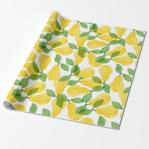 Seamless pattern made of pears with leaves wrapping paper