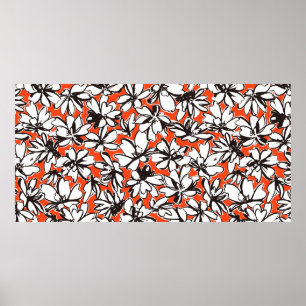 Seamless pattern material of an abstract flower, poster