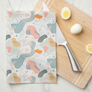 Seamless Pattern Memphis Style Design, white Backg Kitchen Towel