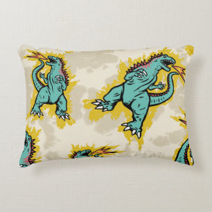 Seamless pattern of a Godzillas and tie dye backgr Accent Pillow