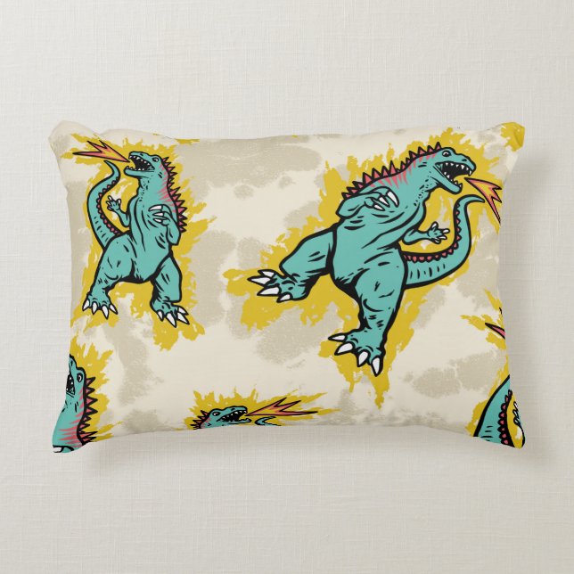 Seamless pattern of a Godzillas and tie dye backgr Accent Pillow (Front)