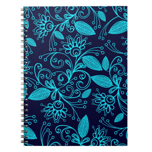 Seamless pattern of abstract blue colour on dark b notebook (Front)