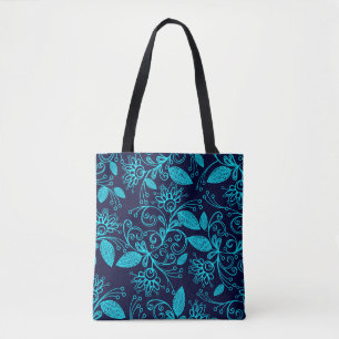Seamless pattern of abstract blue colour on dark b tote bag