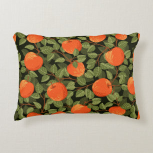 Seamless pattern of apples with green leaves flat  accent pillow