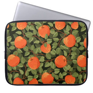 Seamless pattern of apples with green leaves flat laptop sleeve