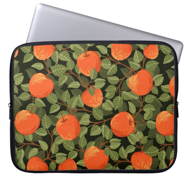 Seamless pattern of apples with green leaves flat  laptop sleeve (Front)