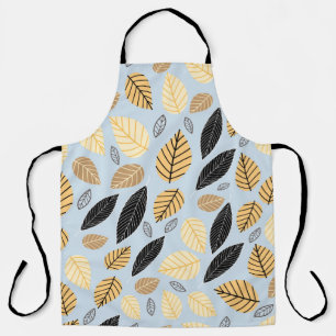 Seamless pattern of autumn leaves on a blue backgr apron