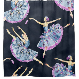 Seamless pattern of ballet dancers, watercolor pai