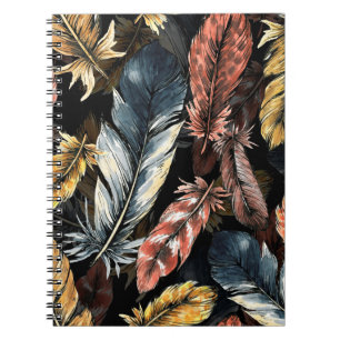 Seamless pattern of bird feathers. notebook