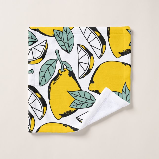 Seamless pattern of bright hand drawn lemons,halfs wash cloth (Wash Cloth)