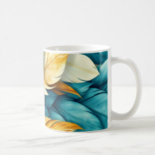seamless pattern of cascading feathers coffee mug