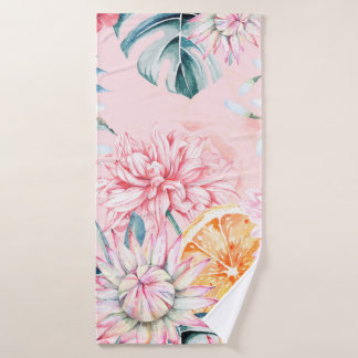 Seamless pattern of chrysanthemum, orange and Bloo Bath Towel