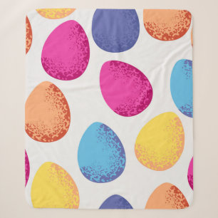 Seamless pattern of colorful Easter eggs on white Sherpa Blanket