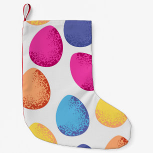 Seamless pattern of colorful Easter eggs on white  Small Christmas Stocking