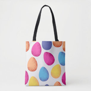 Seamless pattern of colorful Easter eggs on white Tote Bag