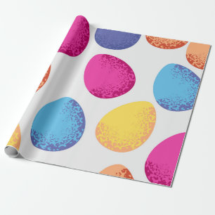 Seamless pattern of colorful Easter eggs on white  Wrapping Paper