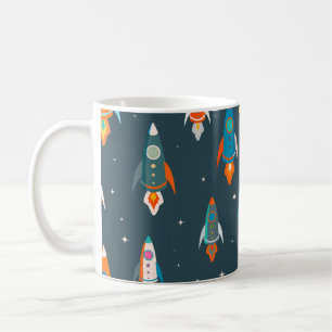 Seamless pattern of colourful rockets in outer spa coffee mug