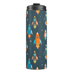 Seamless pattern of colourful rockets in outer spa thermal tumbler