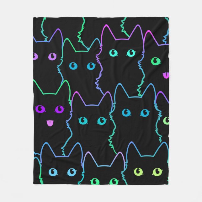 seamless pattern of cute cat silhouettespattern,se fleece blanket (Front)