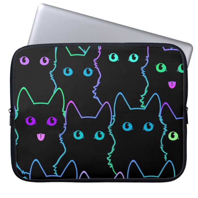 seamless pattern of cute cat silhouettespattern,se laptop sleeve (Front)
