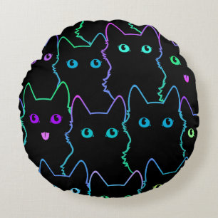 seamless pattern of cute cat silhouettespattern,se round pillow