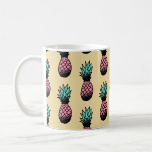Seamless pattern of cute hand drawn pineapple coffee mug