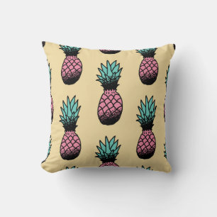 Seamless pattern of cute hand drawn pineapple throw pillow