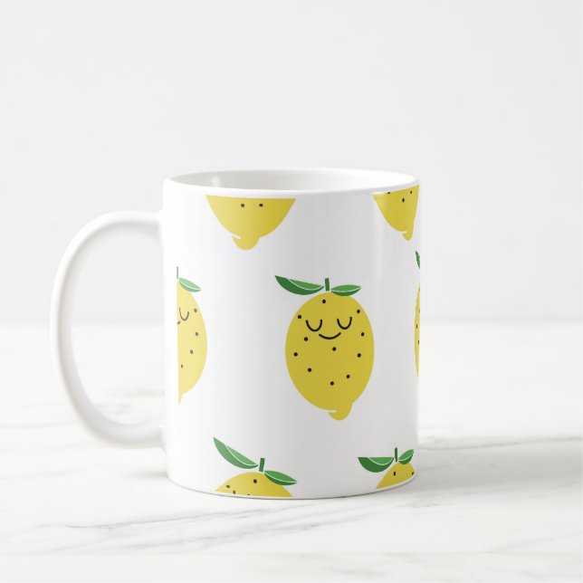 seamless pattern of Cute Lemon cartoon,  Coffee Mug (Left)