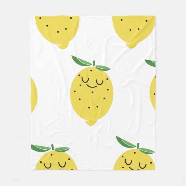 seamless pattern of Cute Lemon cartoon,  Fleece Blanket (Front)