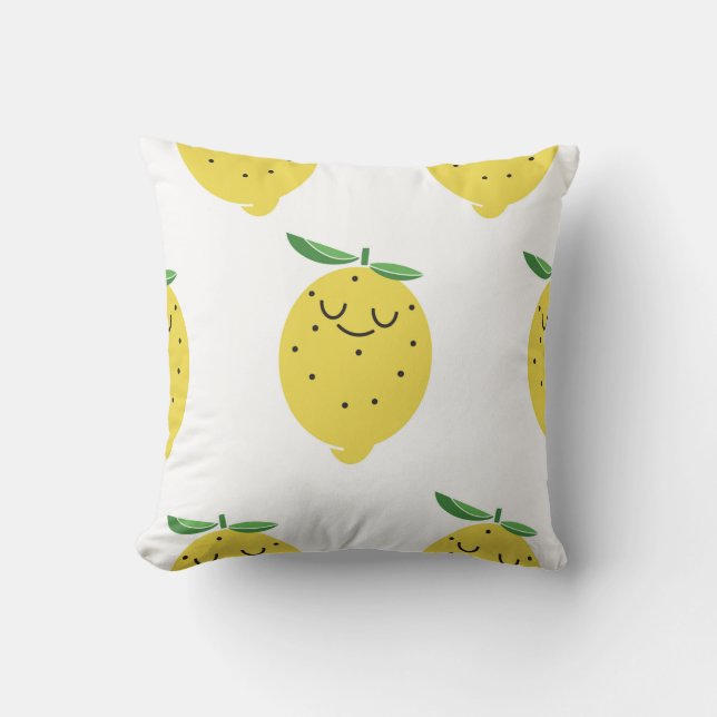 seamless pattern of Cute Lemon cartoon,  Throw Pillow (Front)