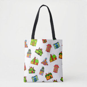 Seamless pattern of different colourful cartoon st tote bag