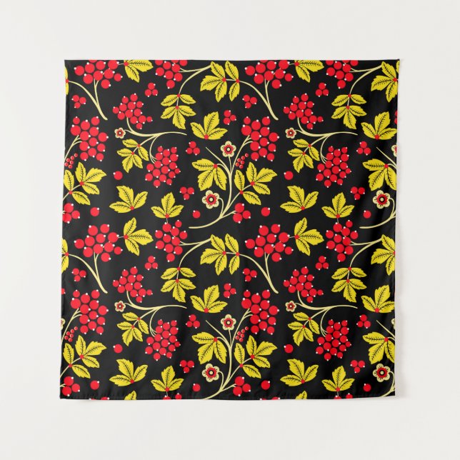  seamless pattern of flowers and berries. Russian  Tapestry (Front)