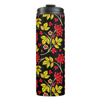  seamless pattern of flowers and berries. Russian  Thermal Tumbler