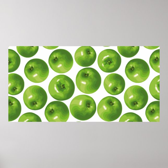 Seamless pattern of green apple poster (Front)