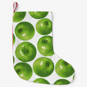Seamless pattern of green apple small christmas stocking