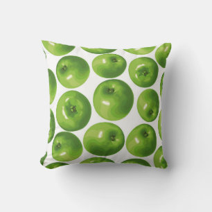 Seamless pattern of green apple throw pillow