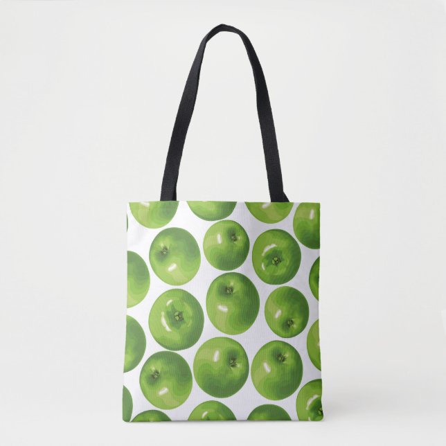 Seamless pattern of green apple tote bag (Front)