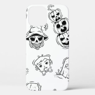 Seamless pattern of halloween icons with hand draw iPhone 12 case