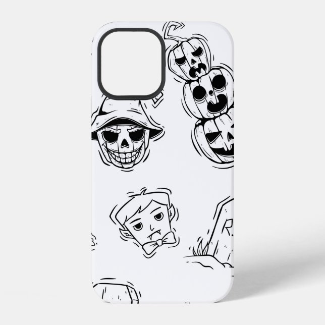 Seamless pattern of halloween icons with hand draw iPhone case (Back)