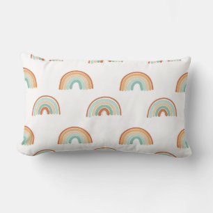 Seamless pattern of hand drawn abstract rainbow in lumbar pillow