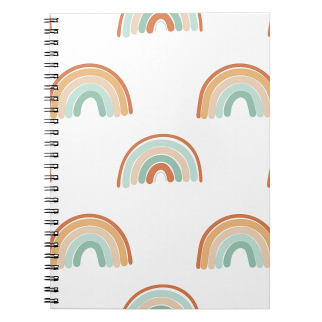 Seamless pattern of hand drawn abstract rainbow in notebook (Front)