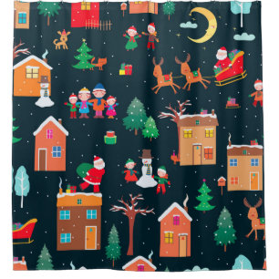 Seamless pattern of happy Christmastime in a villa