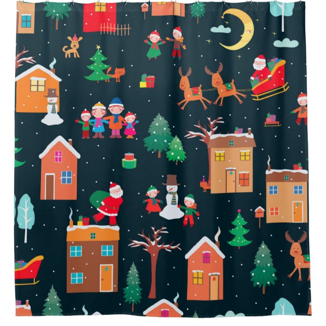 Seamless pattern of happy Christmastime in a villa (Front)