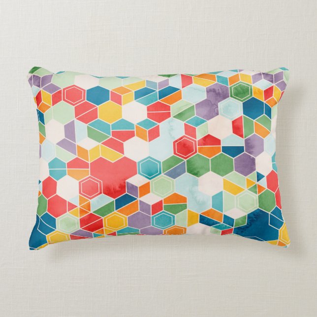 Seamless pattern of hexagons in random colours in  accent pillow (Front)